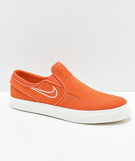 Nike SB Janoski Vintage Slip-On zapatos de skate de ante naranja 