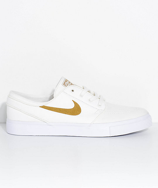 nike sb janoski white sail & golden beige canvas skate shoes