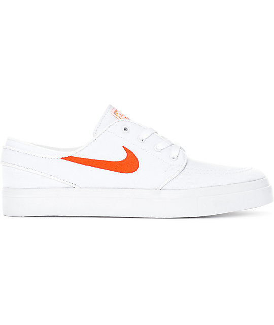 Nike SB Janoski zapatos de skate en blanco y color naranja | Zumiez