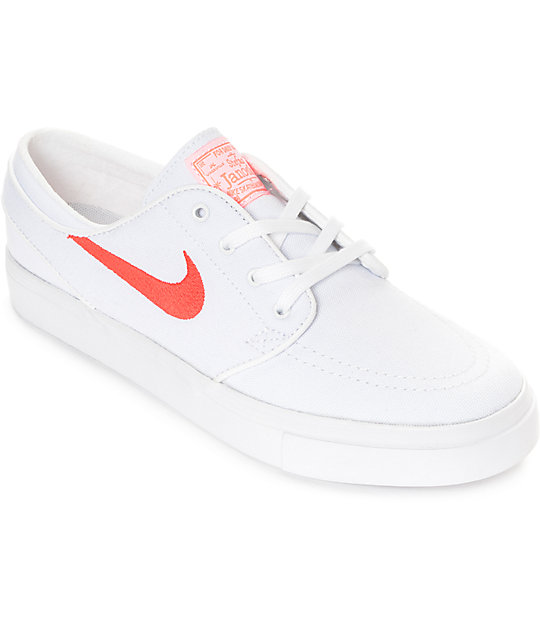 Nike SB Janoski zapatos de skate en blanco y color naranja | Zumiez