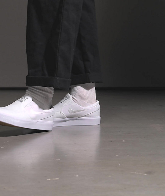 Nike SB Kids Janoski Slip-On White Canvas Shoes