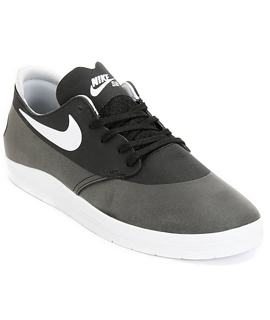 Nike SB Lunar Oneshot Black & White Skate Shoes | Zumiez