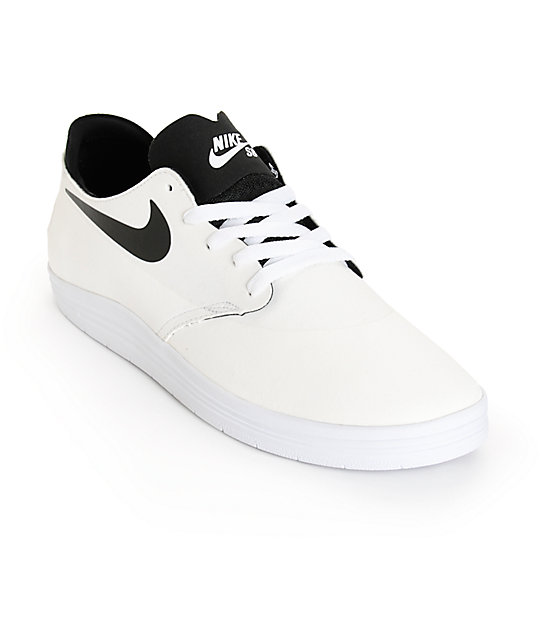 Nike Sb Lunar Oneshot White Black Skate Shoes Zumiez