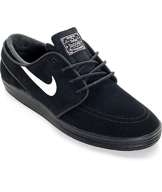 Nike SB Lunar Stefan Janoski zapatos de skate negro y blanco 