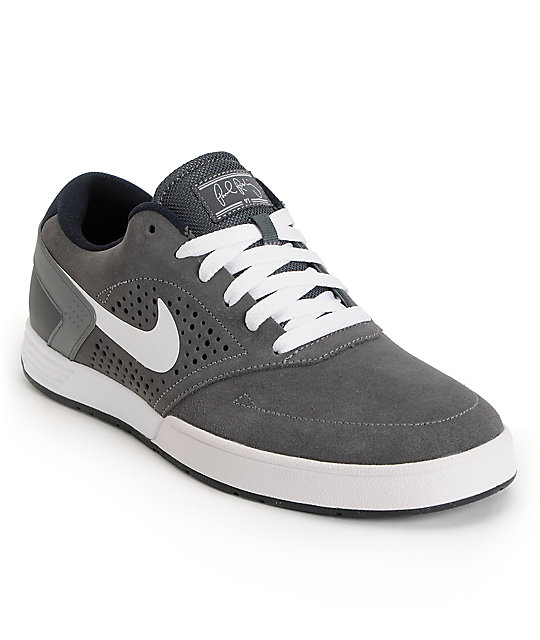 Nike SB P-Rod 6 LR Dark Grey, White & Dark Obsidian Skate Shoes | Zumiez