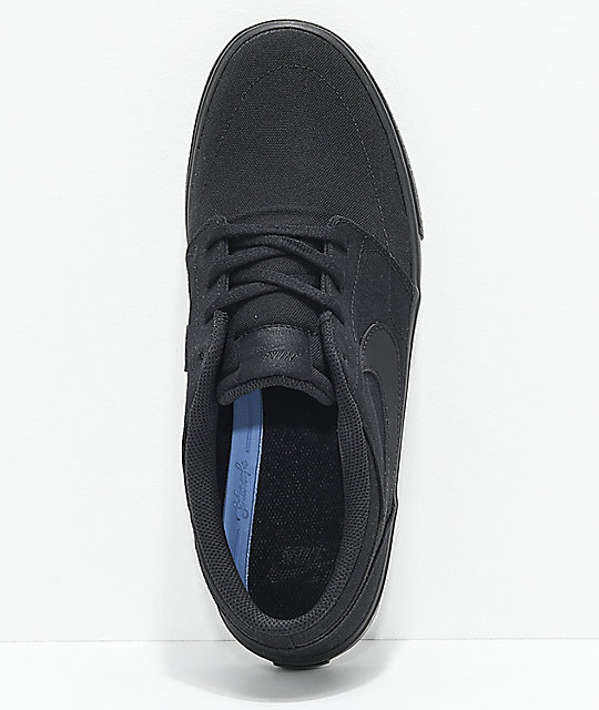 Nike SB Portmore II All Black Canvas Skate Shoes | Zumiez