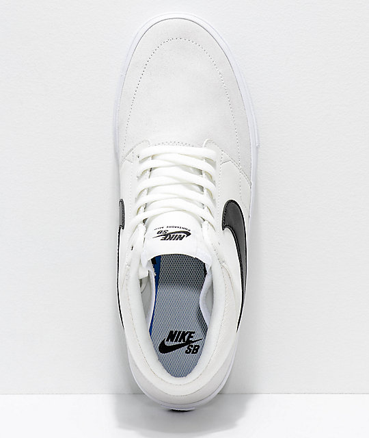 nike sb portmore ii mid summit white & black skate shoes