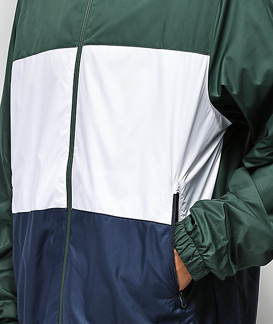 Nike SB Shield chaqueta cortavientos verde, blanca y azul | Zumiez