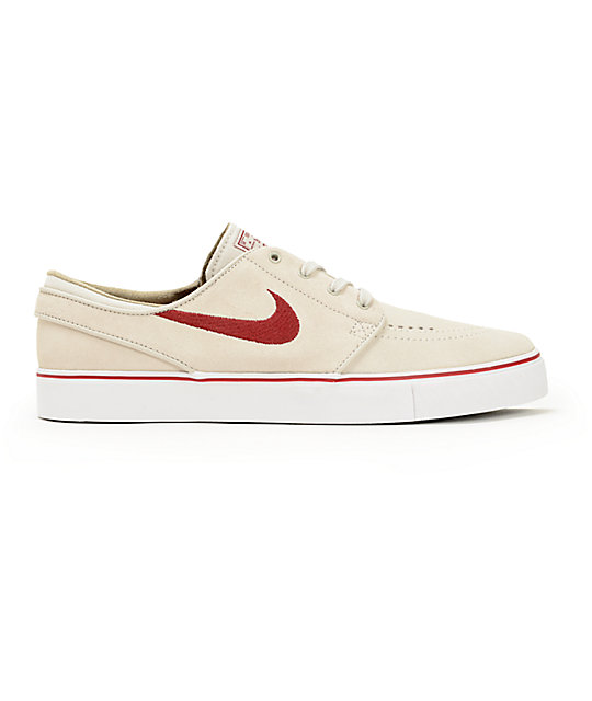 Nike SB Stefan Janoski Light Bone & Red Skate Shoes | Zumiez