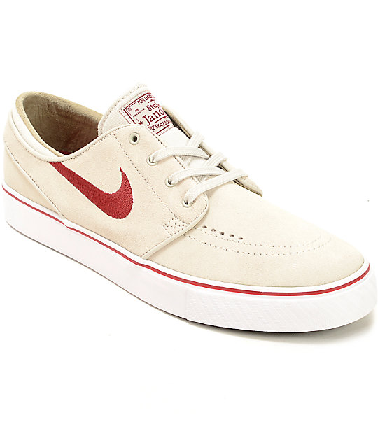 Nike SB Stefan Janoski Light Bone & Red Skate Shoes | Zumiez