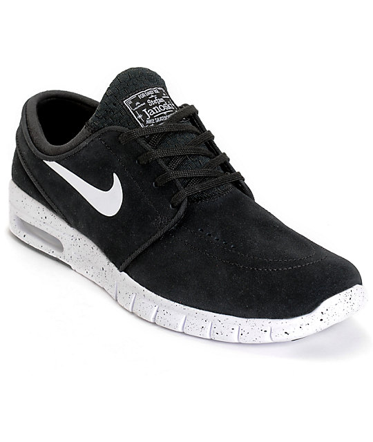 Nike SB Stefan Janoski Max zapatos de ante en blanco y negro | Zumiez