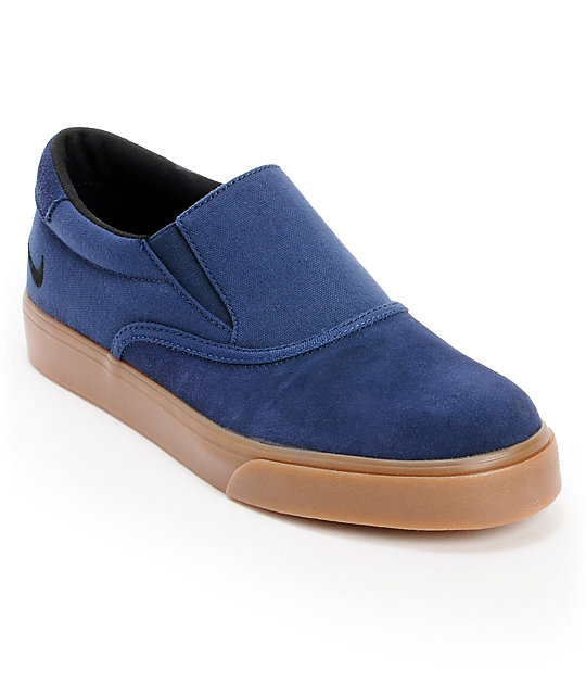 Nike SB Verona Midnight Navy & Gum Canvas Slip On Skate Shoes at Zumiez ...