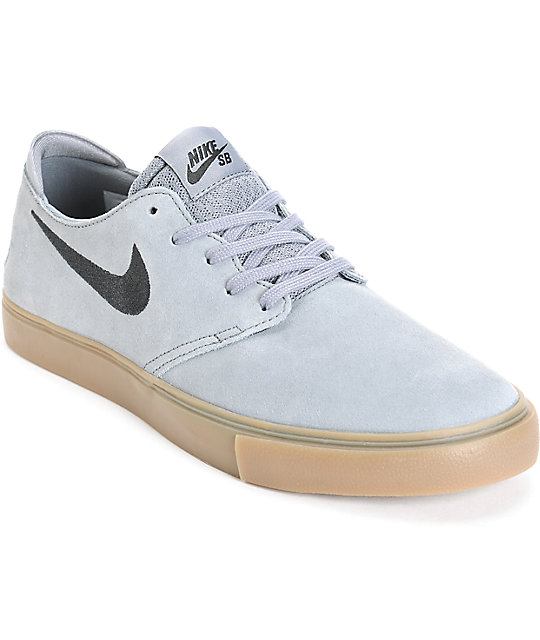 Nike SB Zoom Oneshot Grey & Gum Suede Skate Shoes | Zumiez