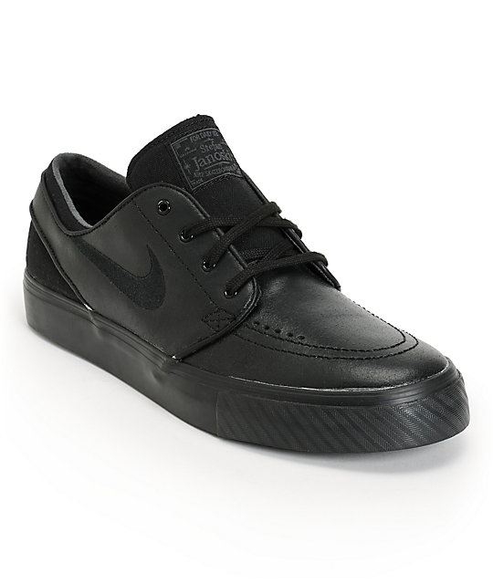 Nike SB Zoom Stefan Janoski Black Leather Skate Shoes | Zumiez