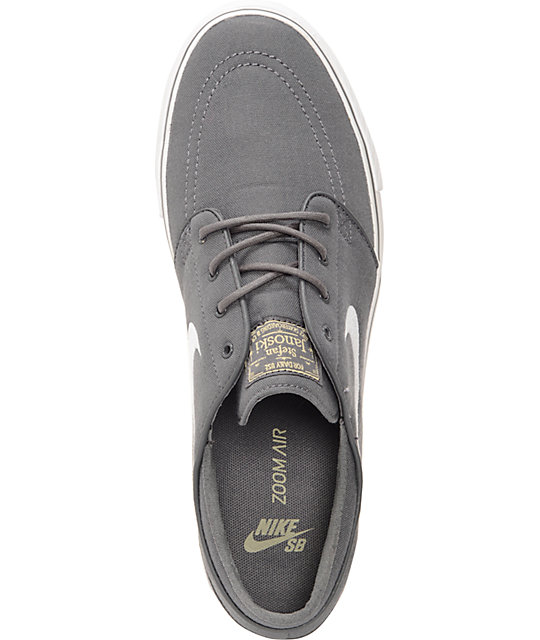Nike SB Zoom Stefan Janoski Grey, White & Brown Canvas Skate Shoes | Zumiez