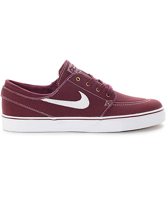 Nike SB Zoom Stefan Janoski Night Maroon & White Canvas Skate Shoes ...