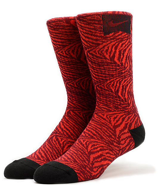Nike Skateboarding University Red Tiger Stripe Crew Socks | Zumiez