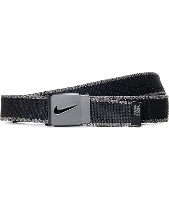 Nike Tech Essential Knit Black & Charcoal Web Belt | Zumiez