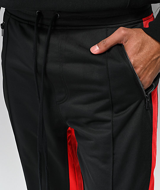 black and red track pants