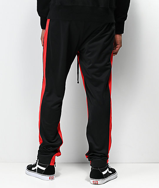 black and red track pants