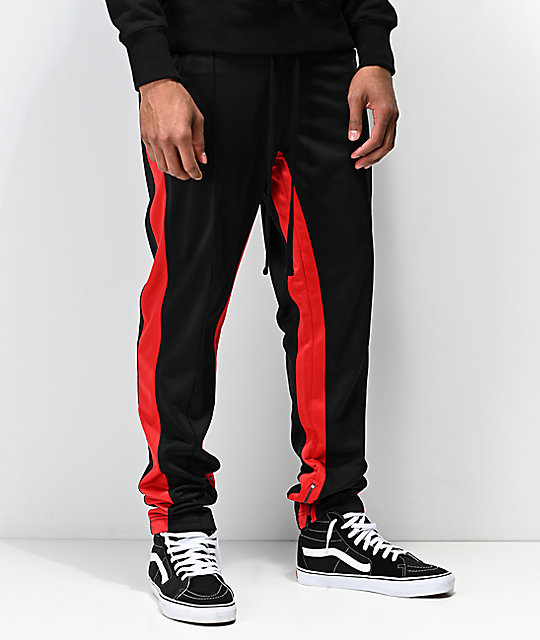 black red track pants