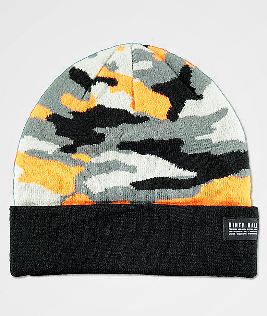 orange camo beanie
