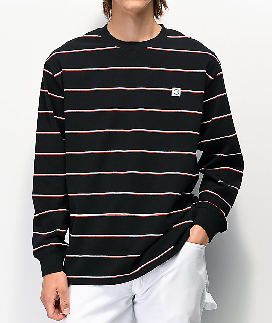 Ninth Hall Replay Black White And Red Stripe Long Sleeve T Shirt