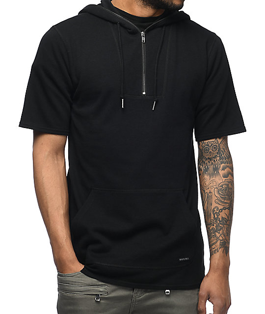 short sleeve sweatshirt with hood