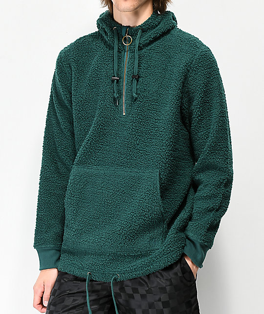 green sherpa pullover