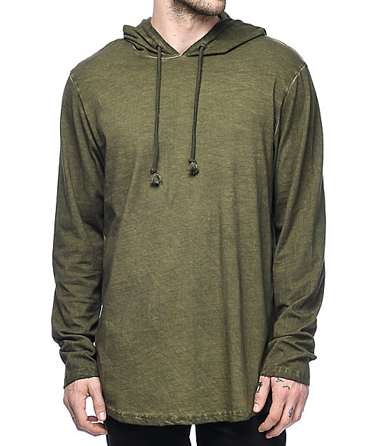 olive green hooded sweatshirt