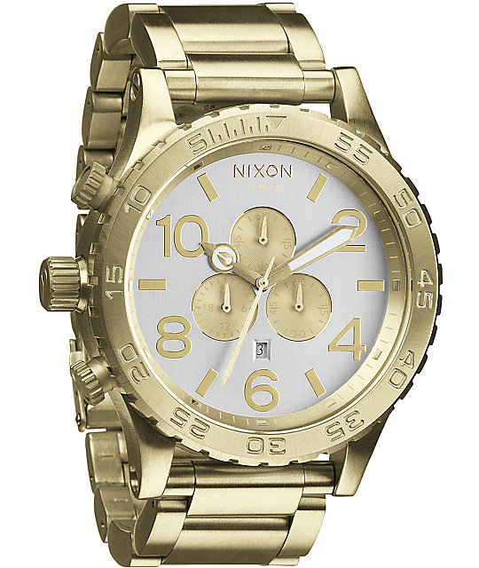 Nixon 51-30 Champagne Gold & Silver Chronograph Watch | Zumiez