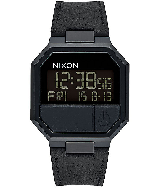 leather digital watch