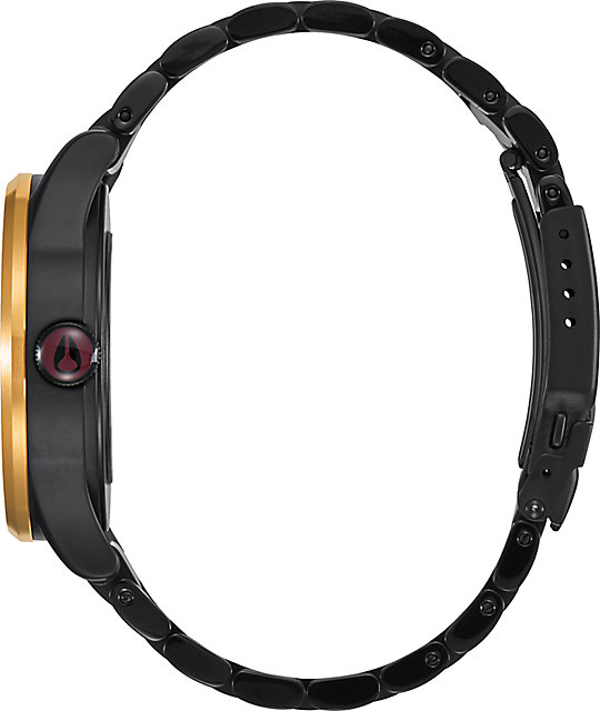 Nixon Sentry 38 SS Matte Black, Gold, & Burgundy Watch | Zumiez