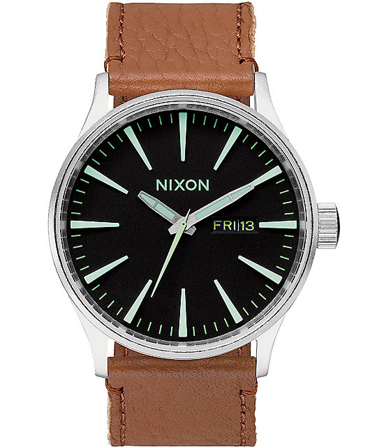 Nixon Sentry Leather Analog Watch | Zumiez