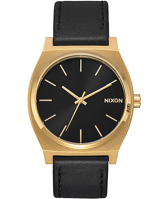 Nixon Timeteller Leather Gold, Black & Black Analog Watch | Zumiez