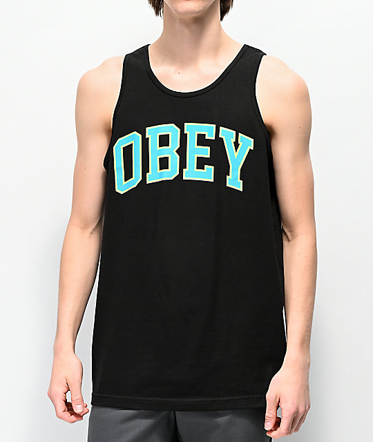 Obey Academic Black Tank Top Zumiez