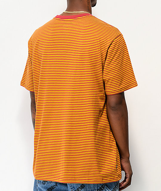 Obey Apex Red & Yellow Stripe Knit T-Shirt | Zumiez