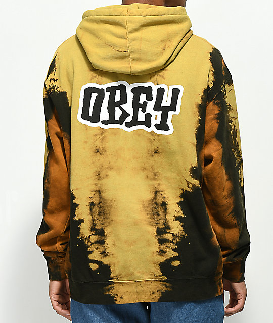 Download Obey Better Days Bleached Tie Dye Black & Rust Hoodie | Zumiez