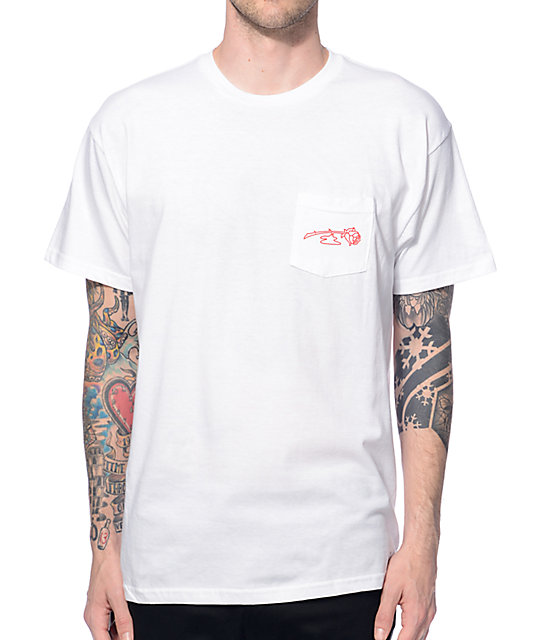 Obey Blood Rose White Pocket T-Shirt | Zumiez