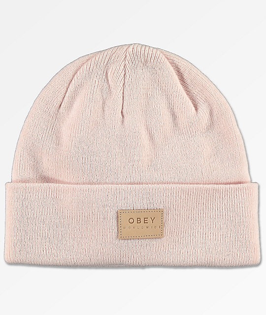 pink obey beanie
