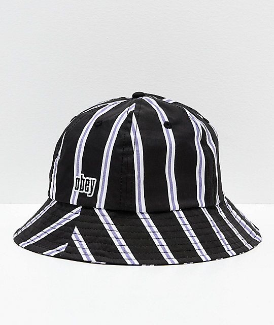 black and white striped sun hat