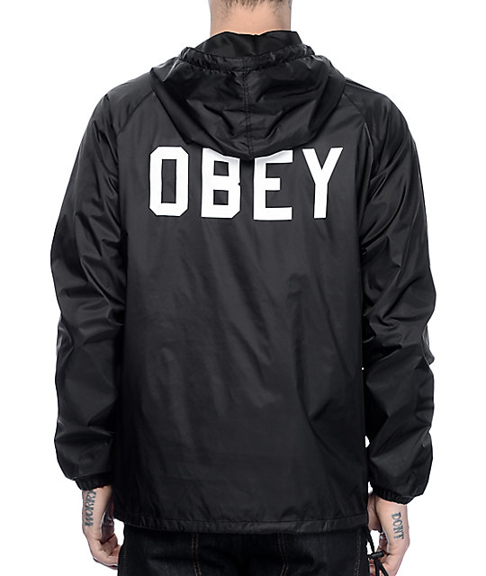 Obey Collegiate O Lined Black Anorak Jacket | Zumiez