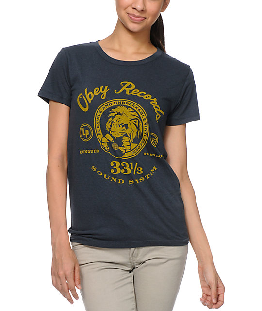 Obey Conquer Babylon Navy T-Shirt | Zumiez