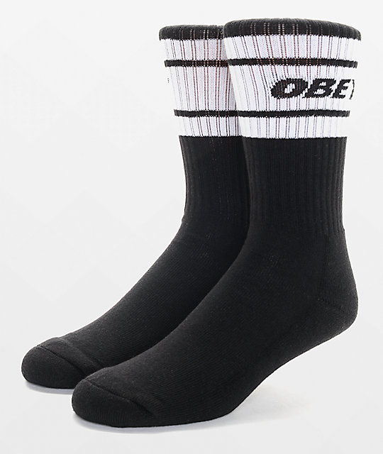 Obey Cooper Deuce Black & White Crew Socks | Zumiez