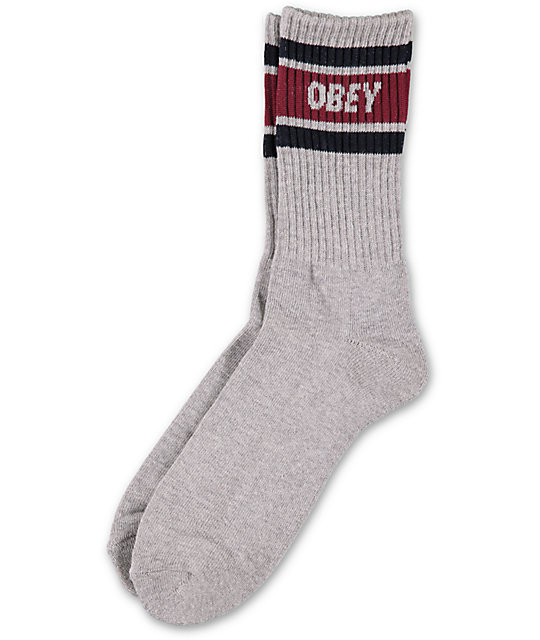 Obey Cooper Heather Grey & Navy Crew Socks | Zumiez