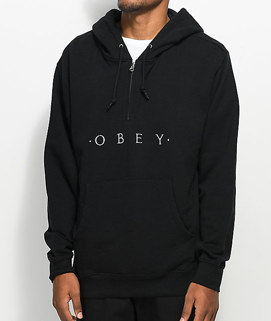 black half zip hoodie