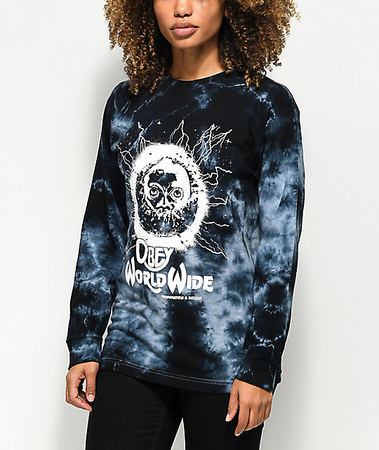 Obey End Of The World Black Tie Dye Long Sleeve Shirt | Zumiez