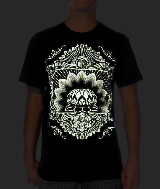 Obey Flower Sheik Glow In The Dark Black T-Shirt | Zumiez