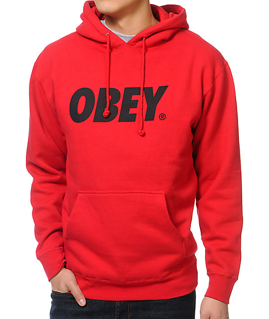 Obey Font Red Pullover Hoodie | Zumiez