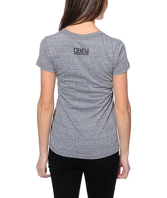 Obey Girls Uganda Children Heather Grey Tri-Blend T-Shirt | Zumiez